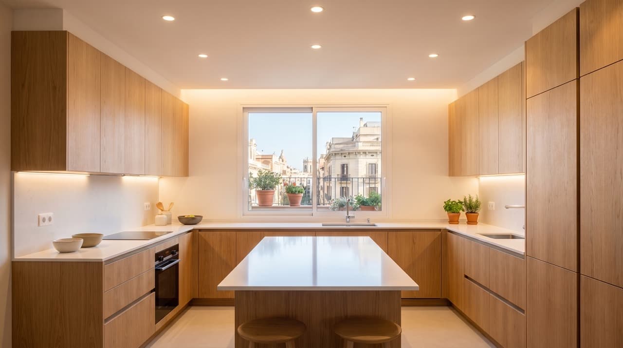 Cocina reformada en Barcelona lista para entregar con diseño moderno y funcional