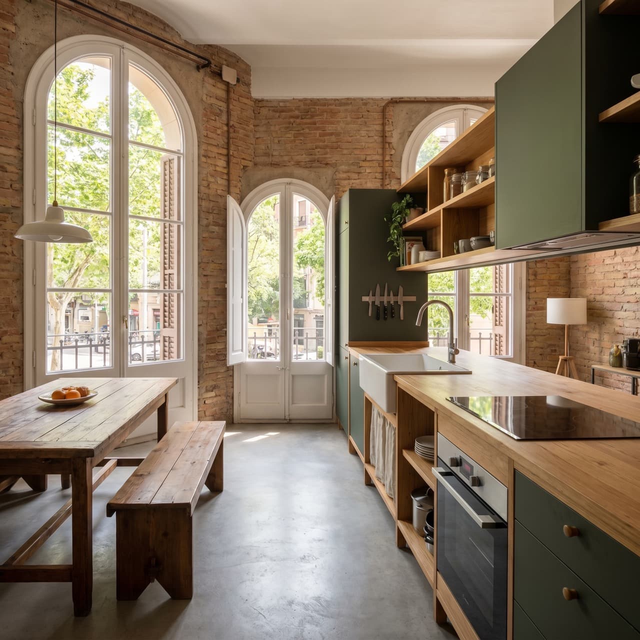 Cocina reformada en vivienda de Barcelona con nueva distribución y zona de trabajo funcional