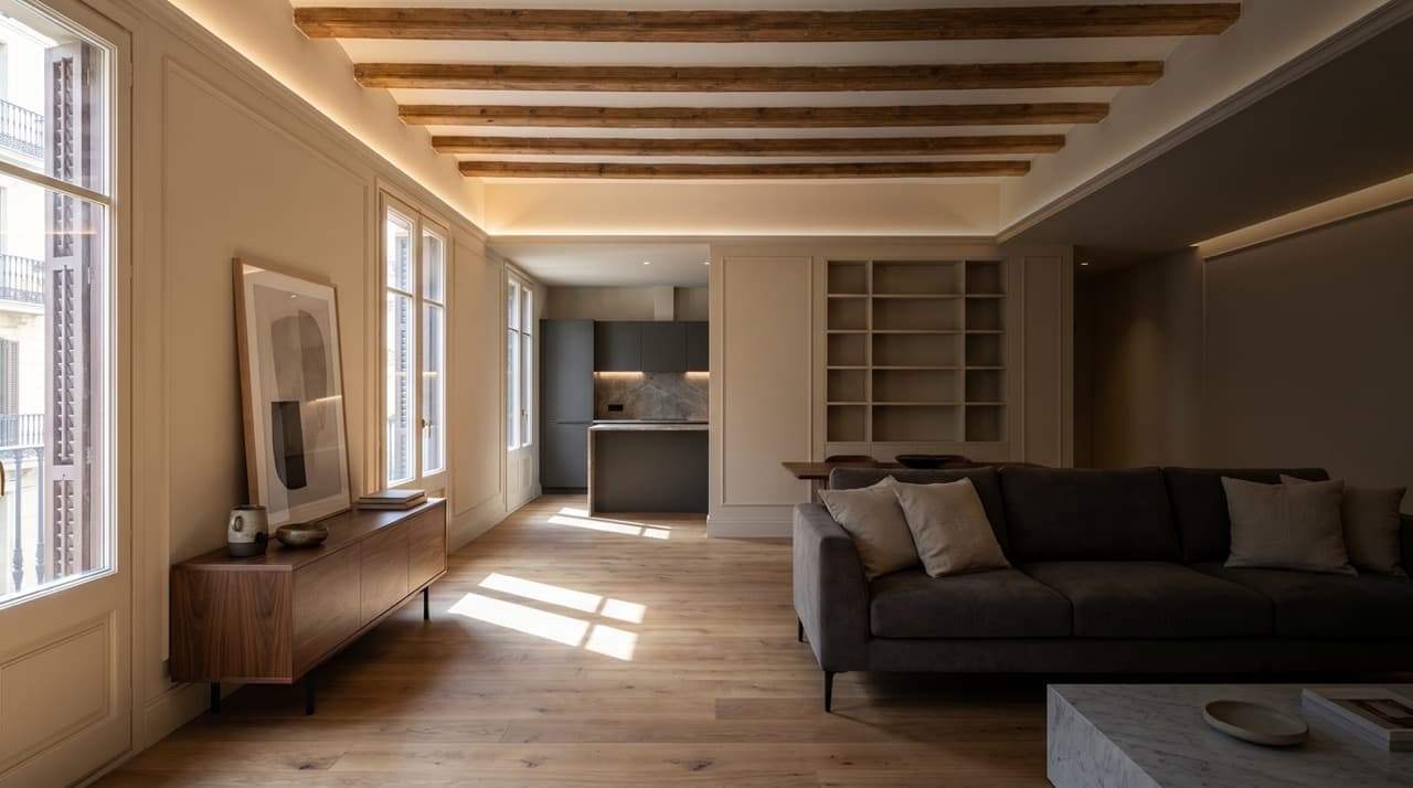 Interior reformado en Barcelona con acabados modernos