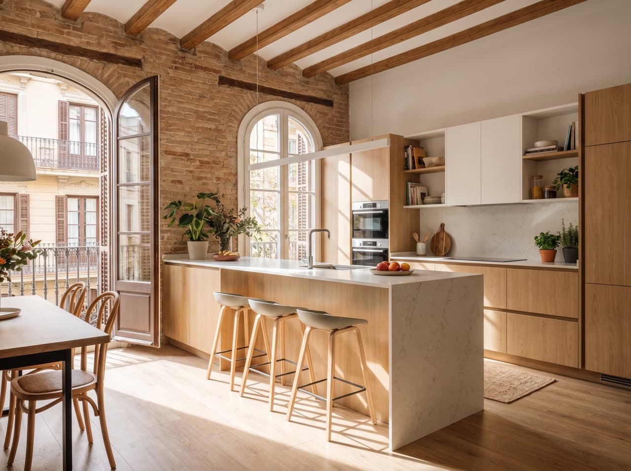 Reforma de cocina abierta al salón en Barcelona