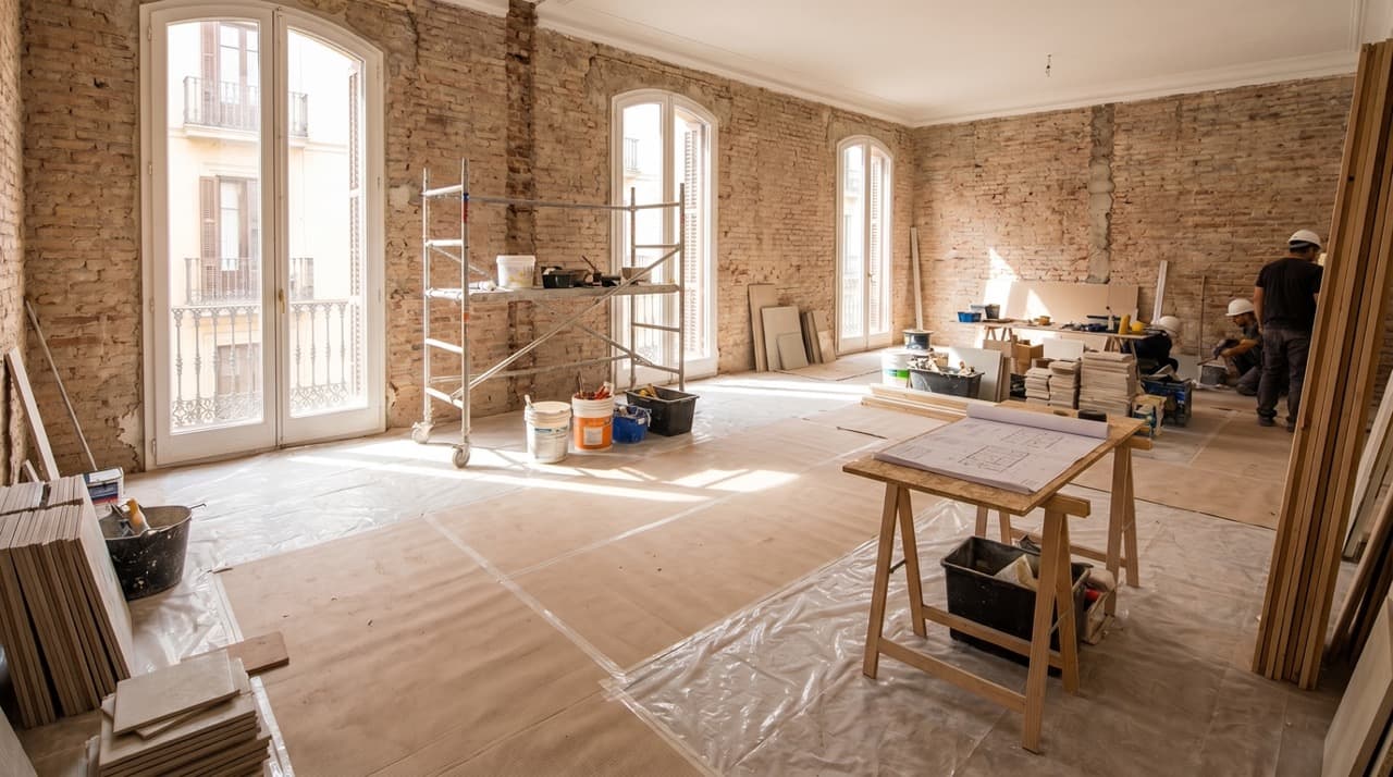 Reforma integral de piso en Barcelona con interior en proceso de renovación